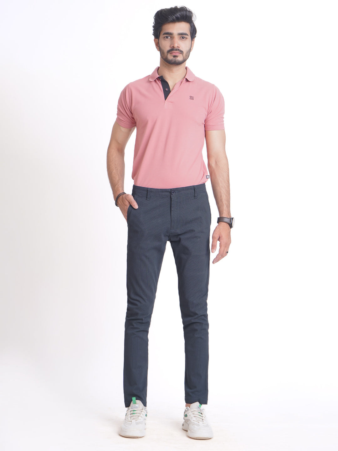 Mid Blue Self Cotton Chino Pant-38