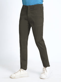 Dark Olive Plain Cotton Chino Pant-38