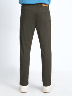 Dark Olive Plain Cotton Chino Pant-38