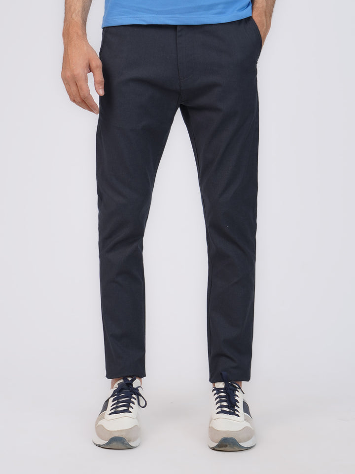 Navy Blue Self Cotton Chino Pant-42