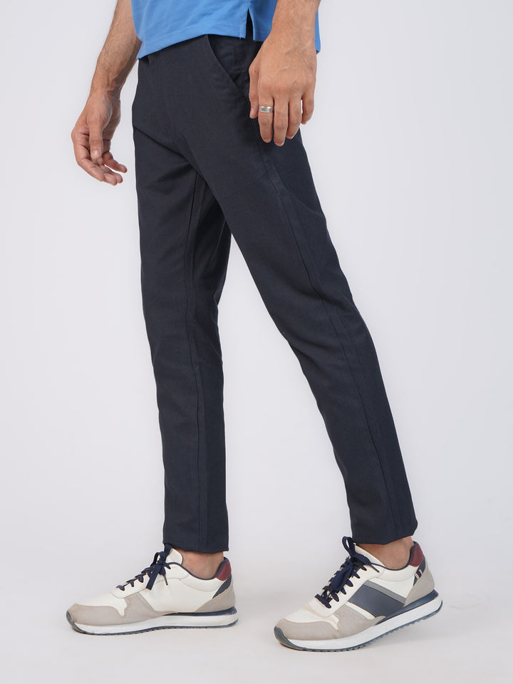 Navy Blue Self Cotton Chino Pant-42