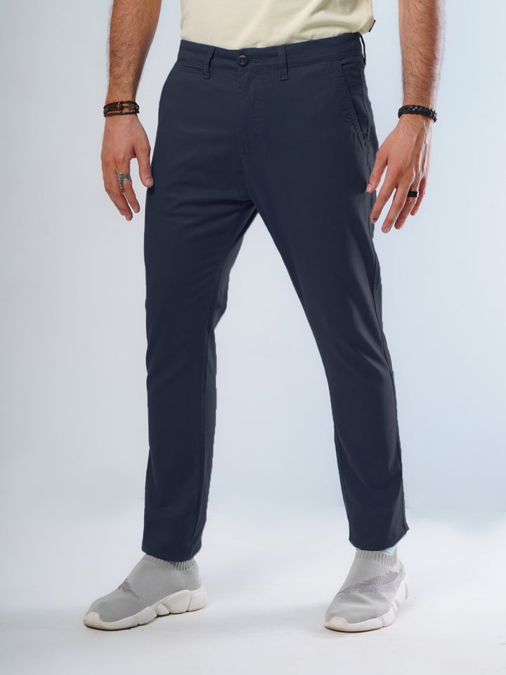 Navy Blue Plain Cotton Chino Pant-30