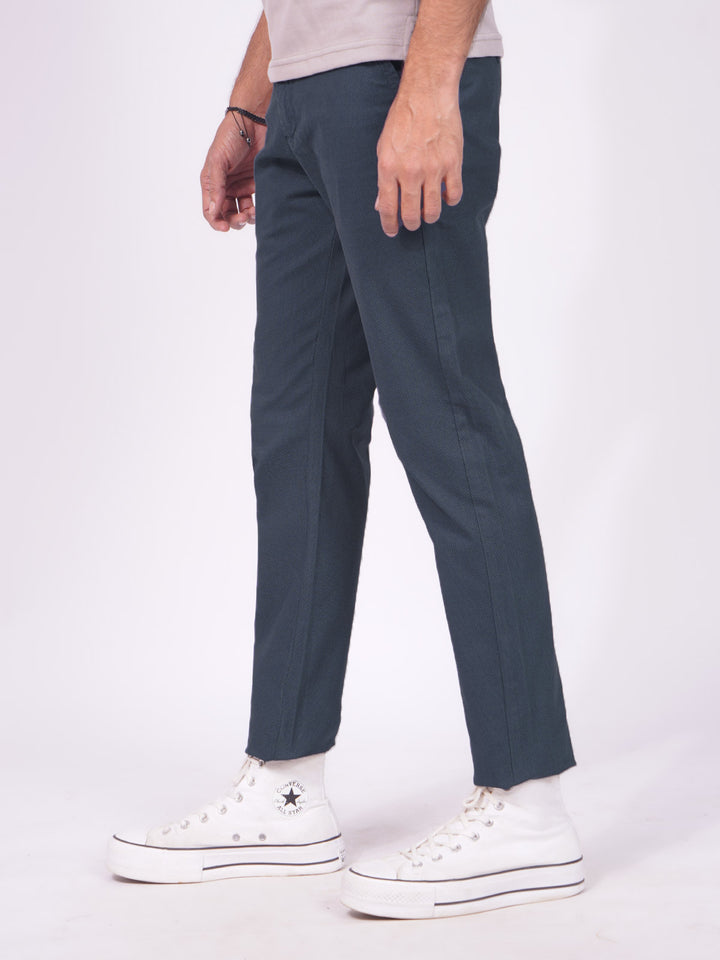 Navy Blue Self Print Cotton Chino Pant-40