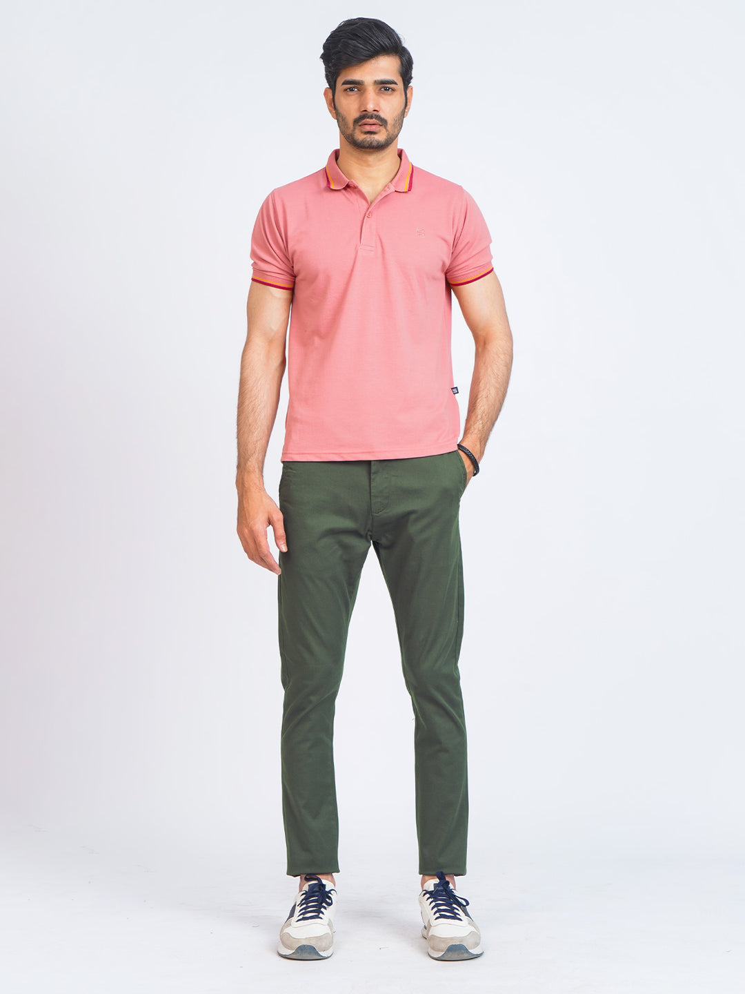 Olive Green Self Cotton Chino Pant-41