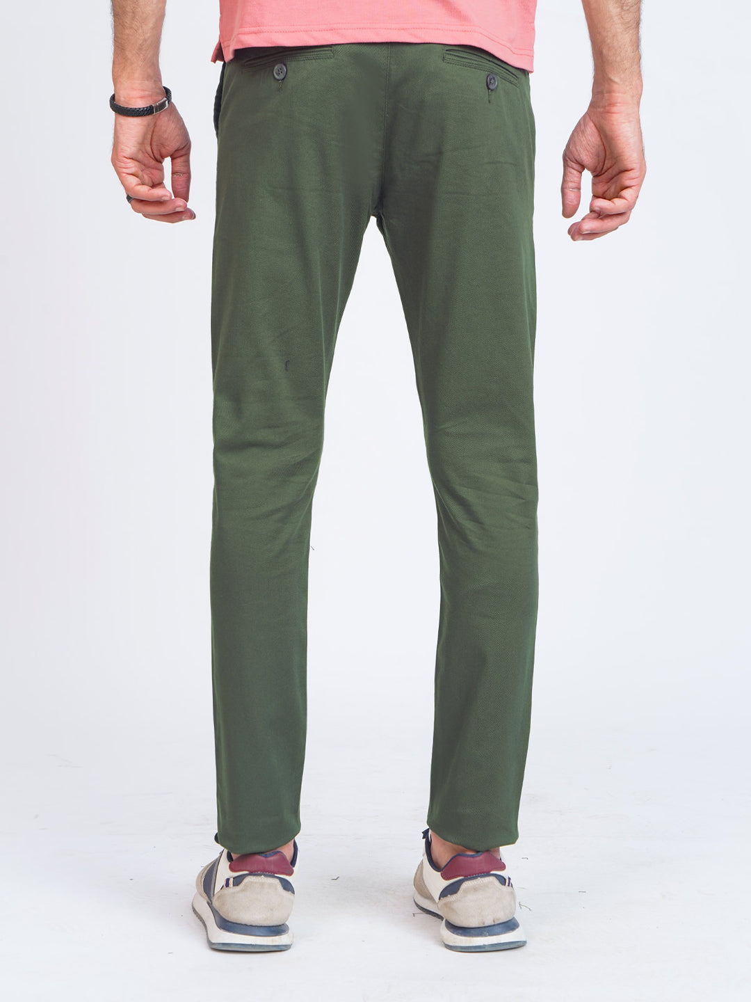 Olive Green Self Cotton Chino Pant-41