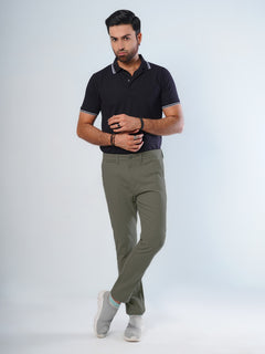 Olive Green Plain Cotton Chino Pant-30