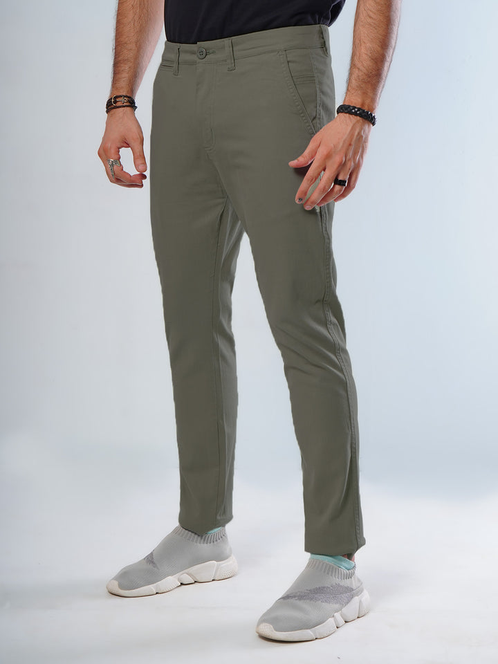 Olive Green Plain Cotton Chino Pant-30