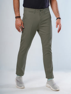 Olive Green Plain Cotton Chino Pant-30