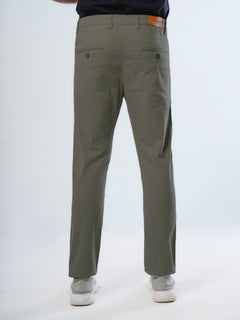 Olive Green Plain Cotton Chino Pant-30