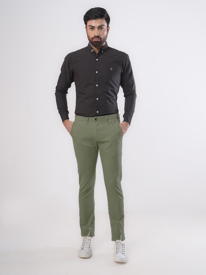 Olive Green Plain Cotton Chino Pant-36