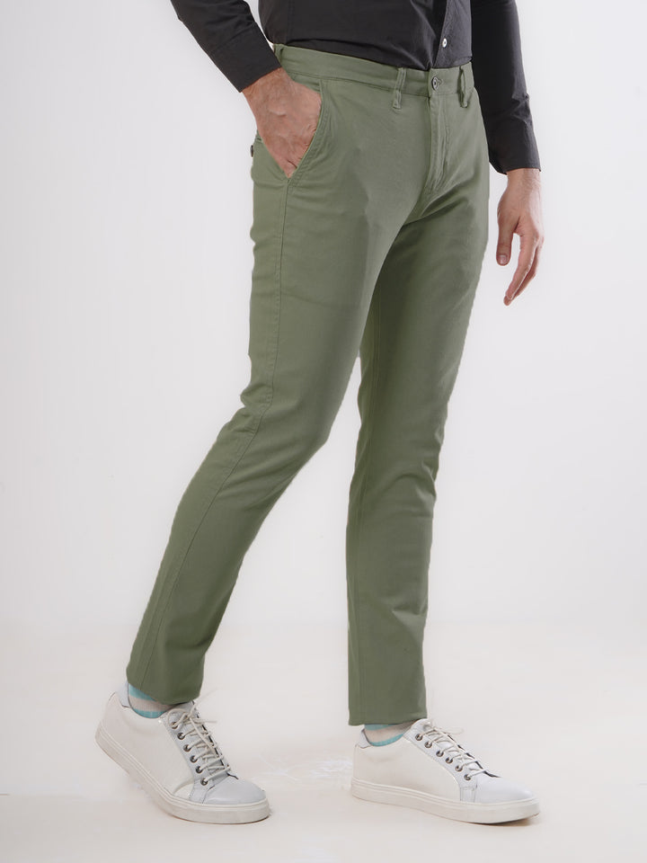 Olive Green Plain Cotton Chino Pant-36