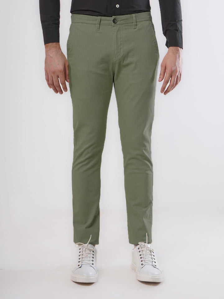 Olive Green Plain Cotton Chino Pant-36