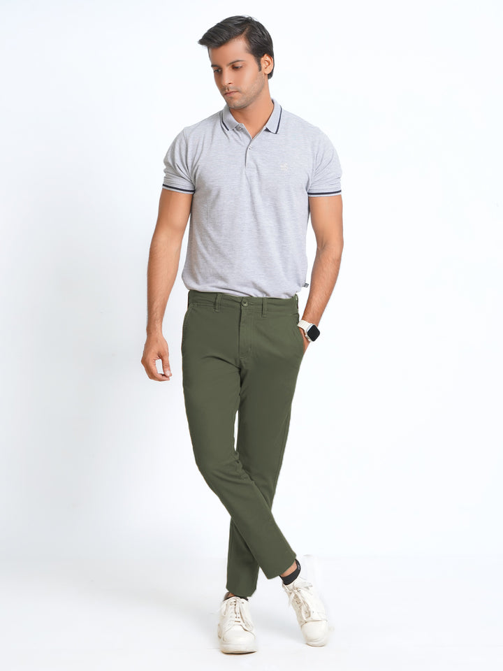 Olive Green Plain Cotton Chino Pant-38