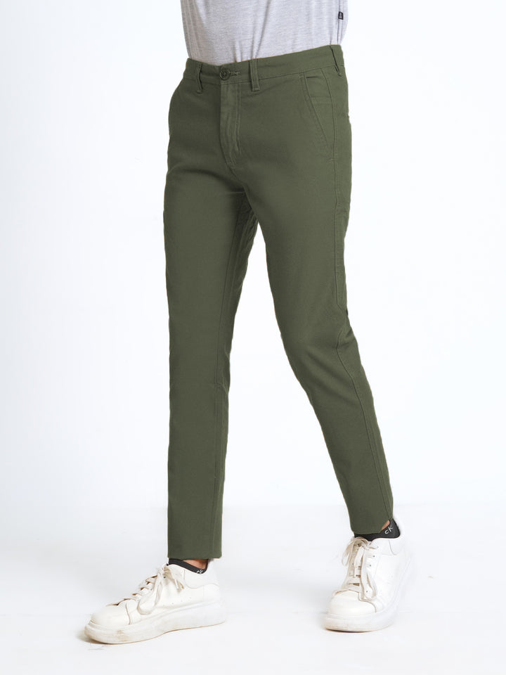 Olive Green Plain Cotton Chino Pant-38