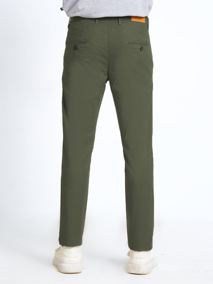 Olive Green Plain Cotton Chino Pant-38