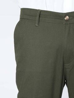 Olive Green Self Premium Cotton Chino Pant-50