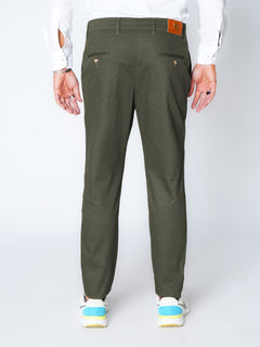 Olive Green Self Premium Cotton Chino Pant-50