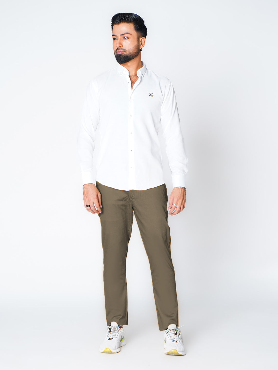 Olive Khaki Self Premium Cotton Chino Pant-50