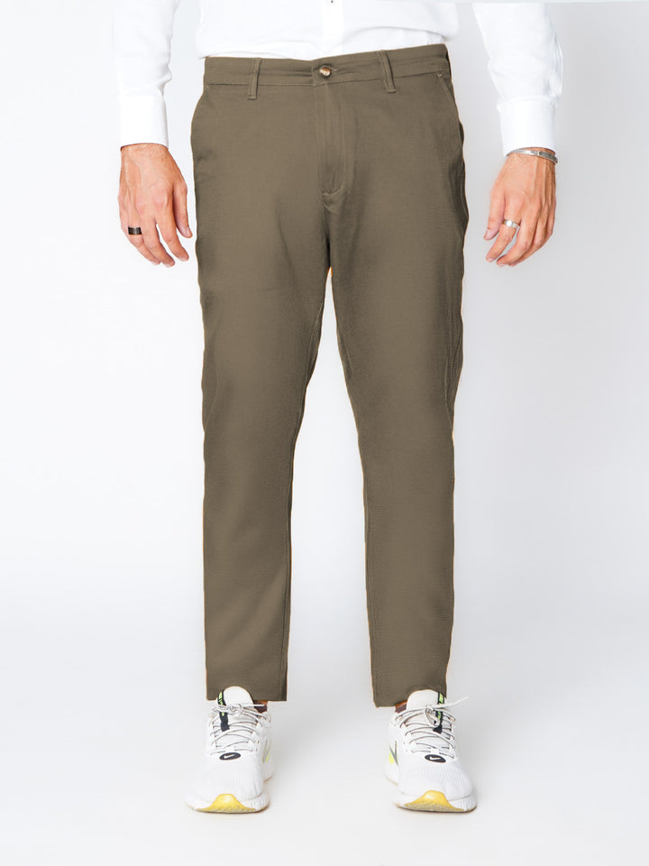 Olive Khaki Self Premium Cotton Chino Pant-50