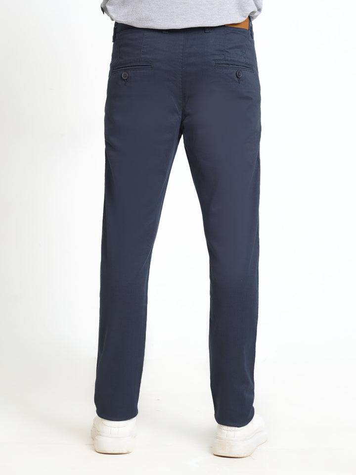 Peacock Blue Plain Cotton Chino Pant-31