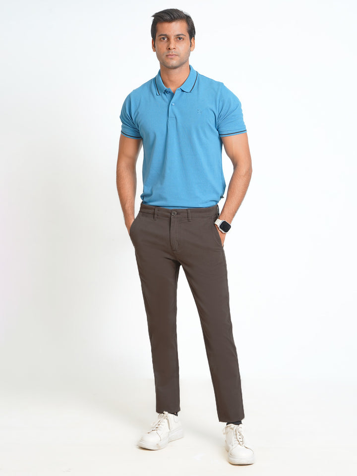 Chocolate Brown Plain Cotton Chino Pant-31