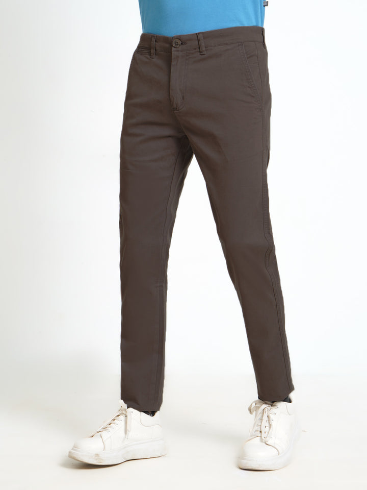 Chocolate Brown Plain Cotton Chino Pant-31