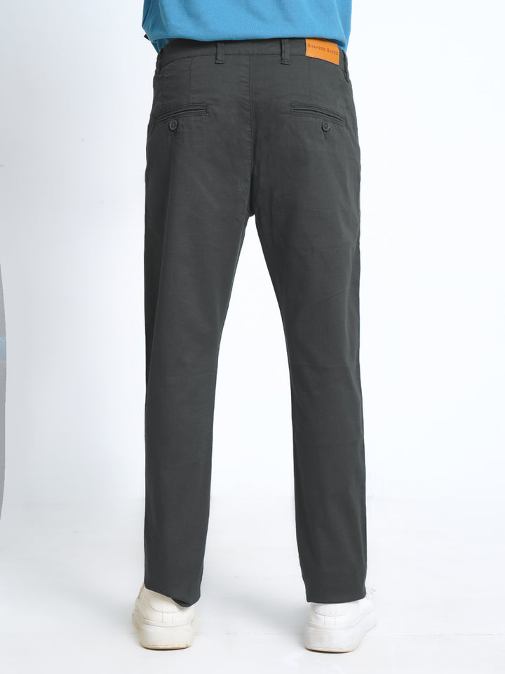 Smoky Black Self Cotton Chino Pant-38