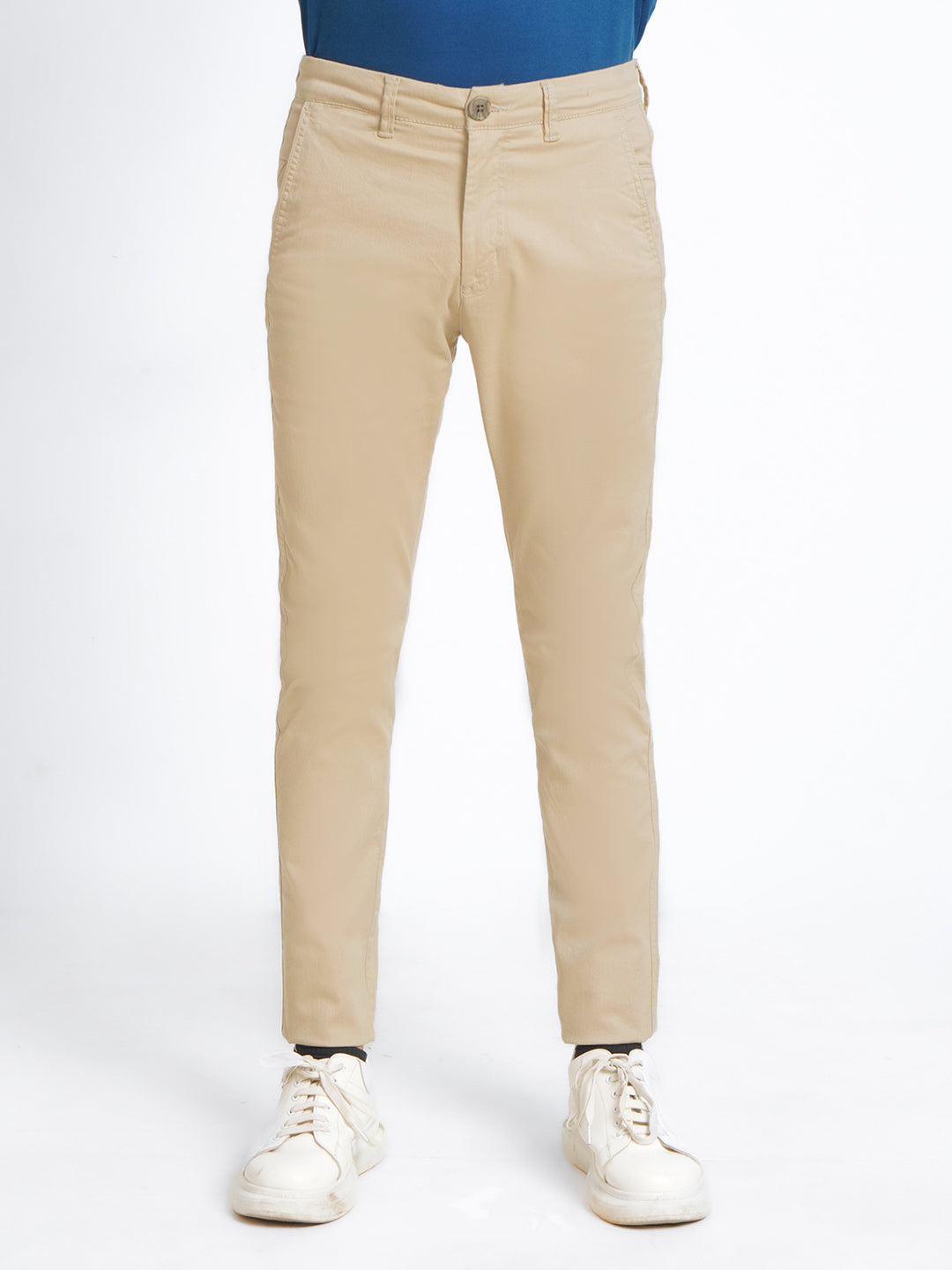 Light Ivory Plain Cotton Chino Pant-38