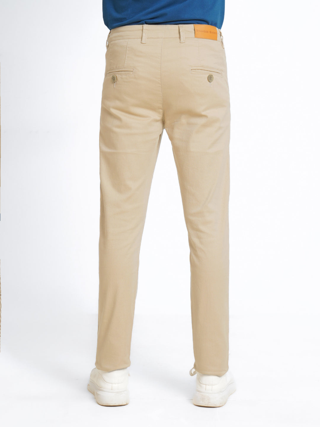 Light Ivory Plain Cotton Chino Pant-38