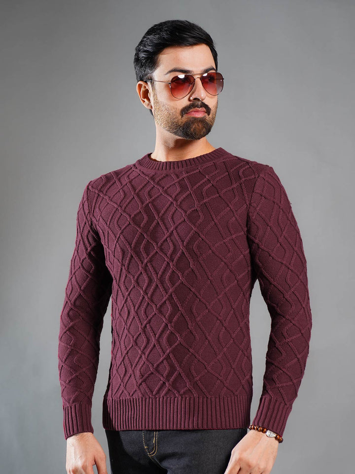 Maroon Cable Knit Sweater (CKS-001)