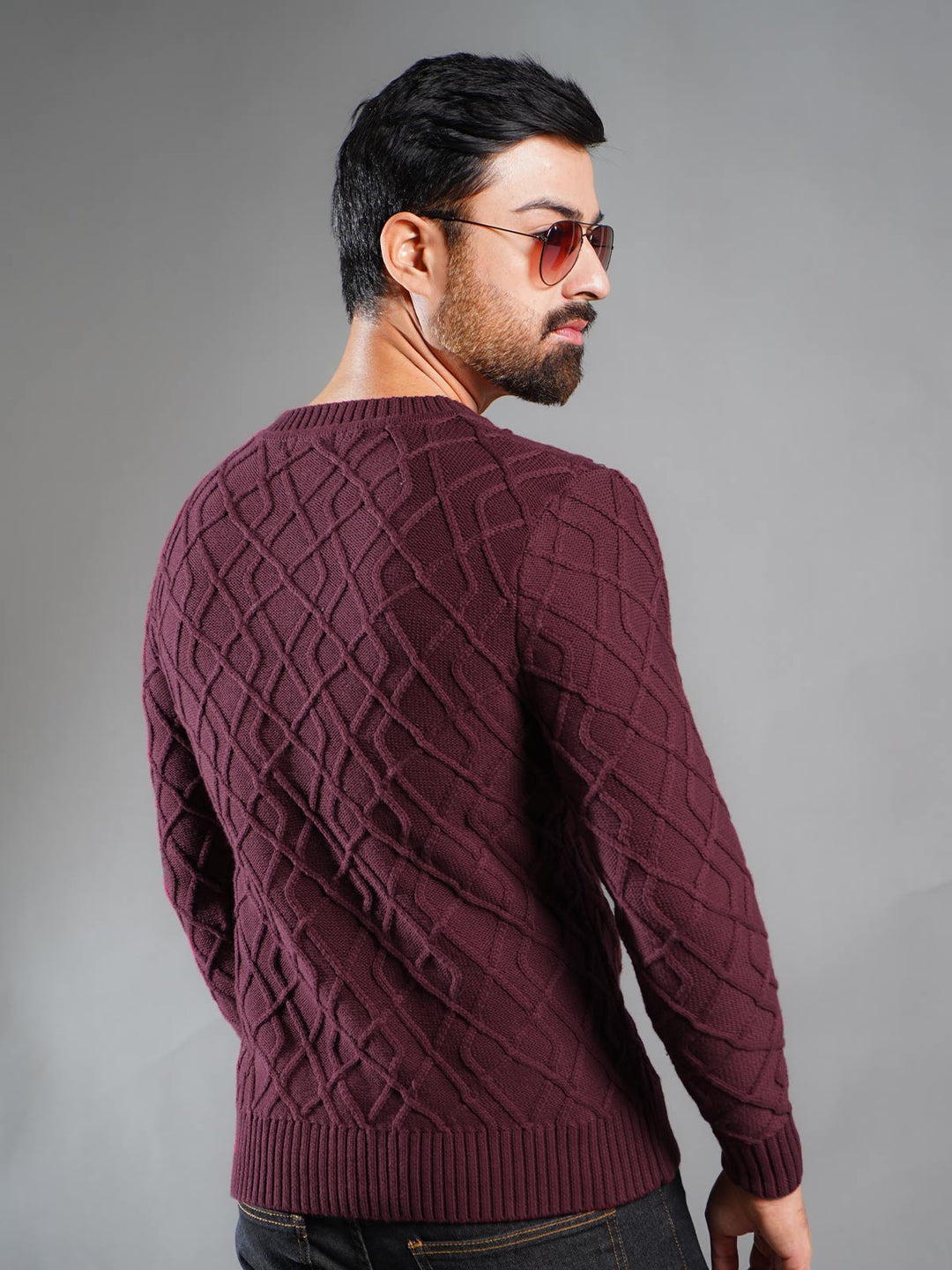 Maroon Cable Knit Sweater (CKS-001)