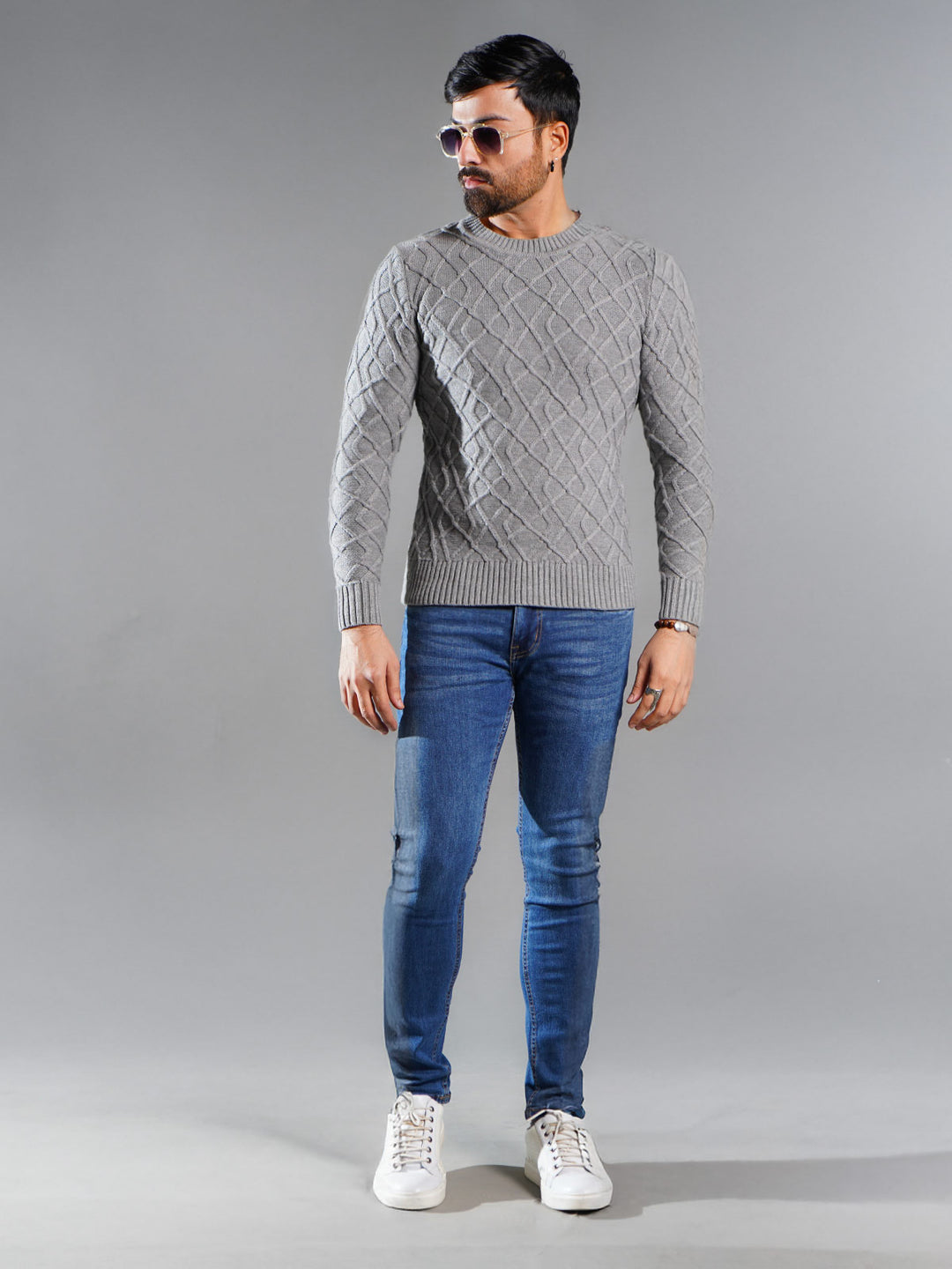 Grey Cable Knit Sweater (CKS-002)