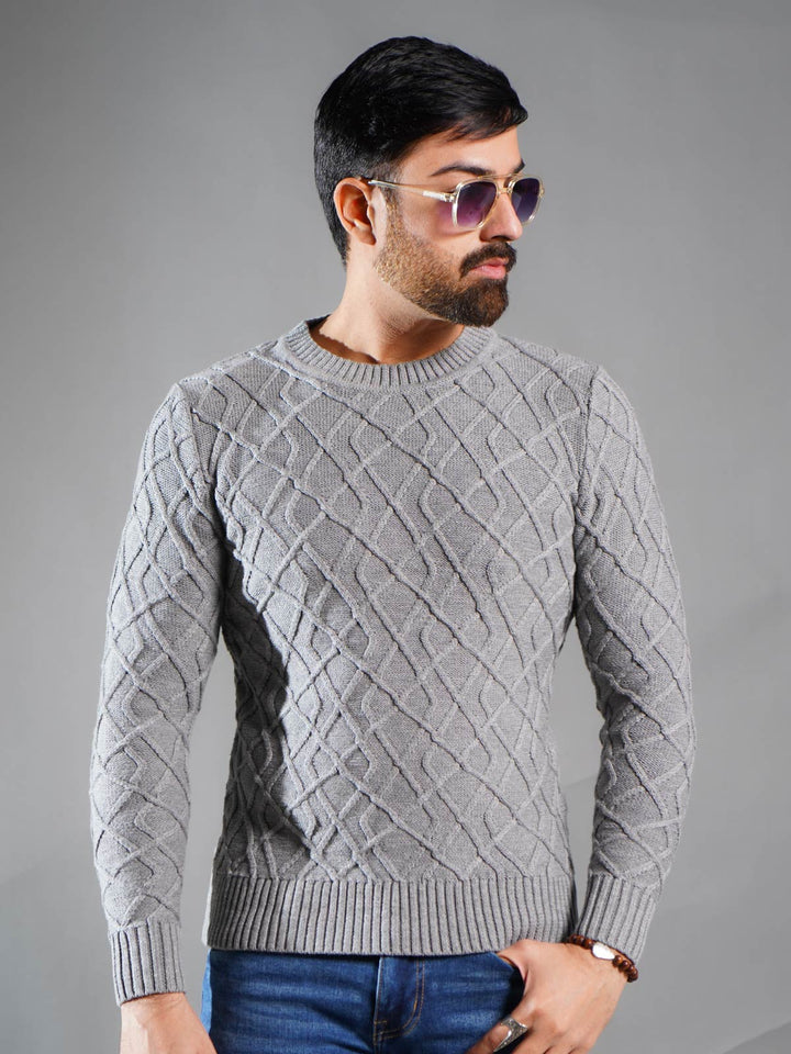 Grey Cable Knit Sweater (CKS-002)