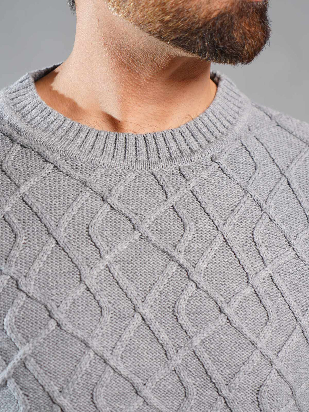 Grey Cable Knit Sweater (CKS-002)