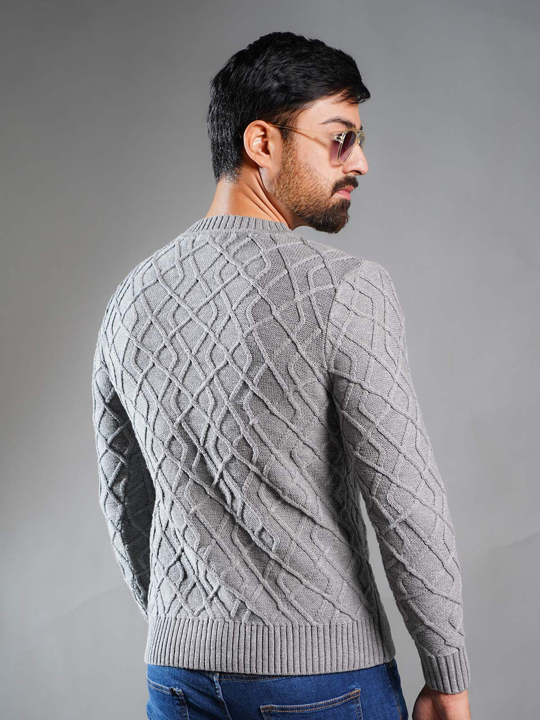 Grey Cable Knit Sweater (CKS-002)