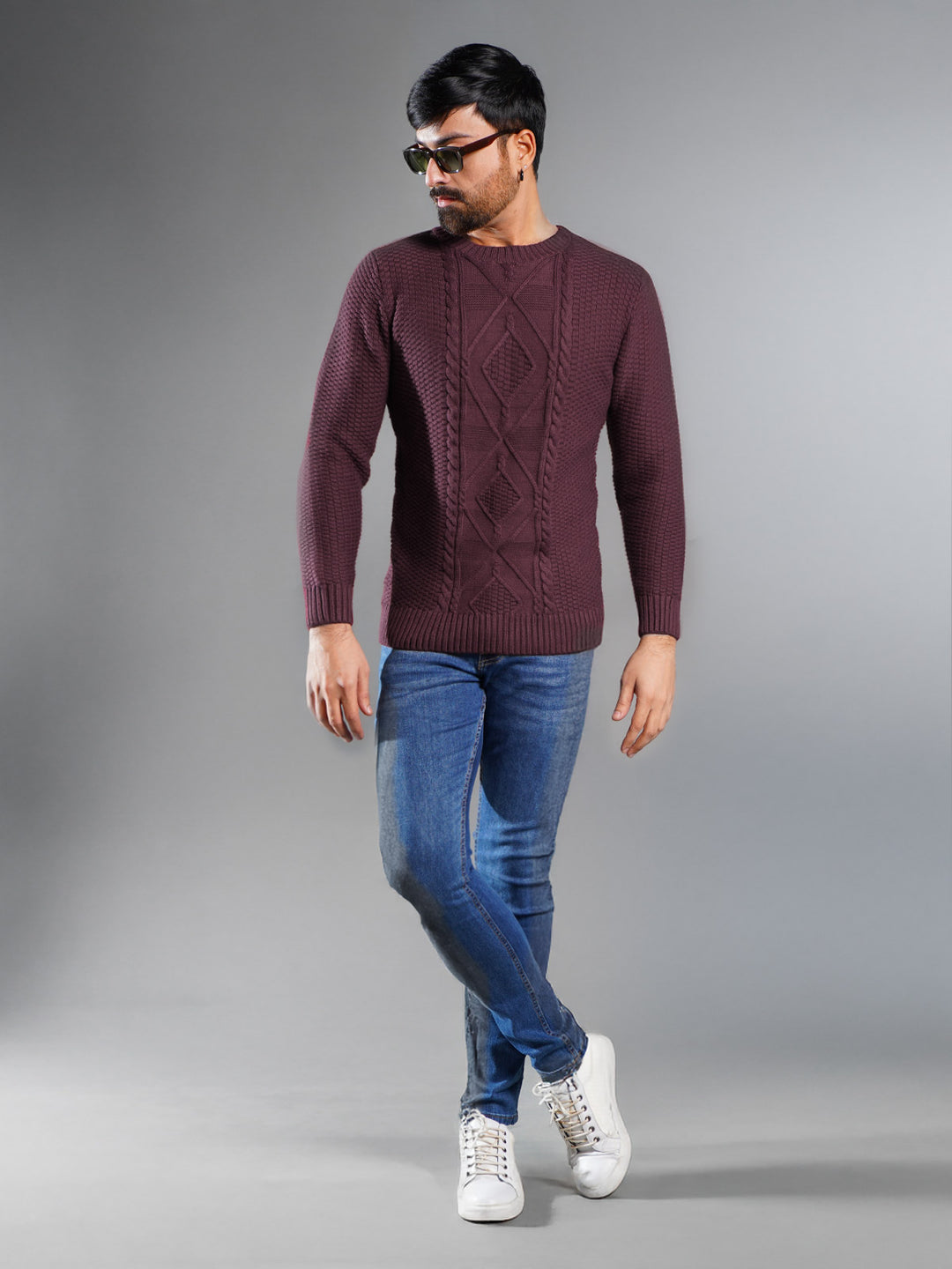 Maroon Cable Knit Sweater (CKS-005)