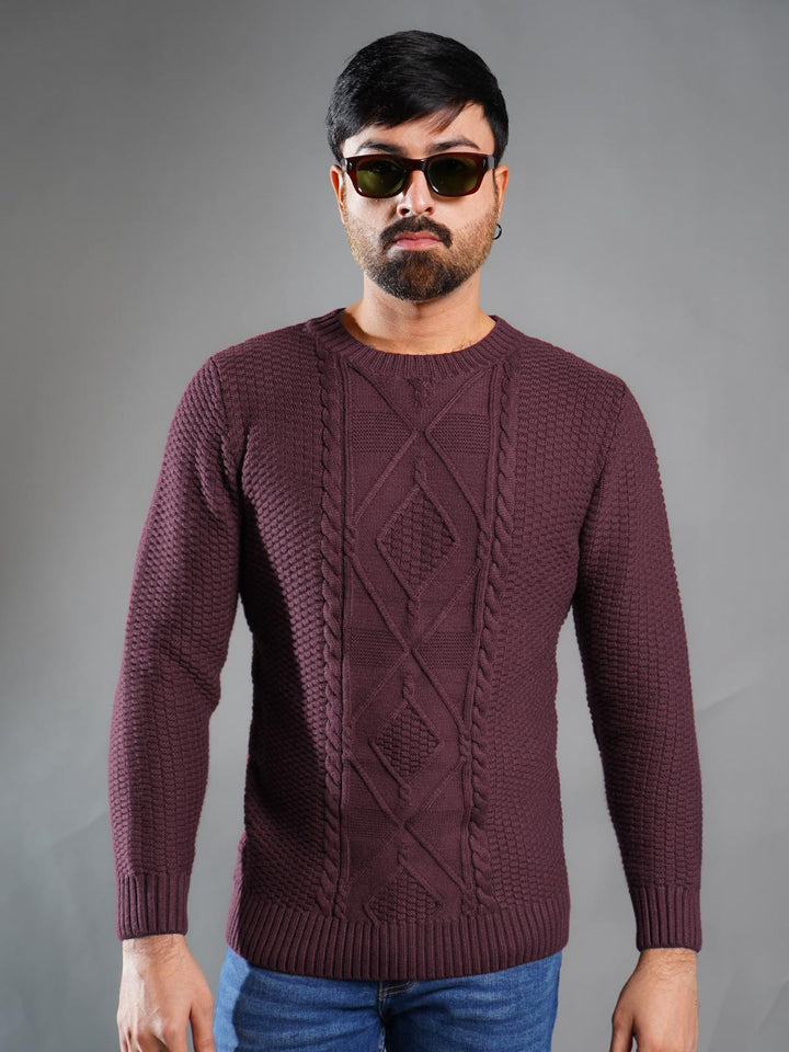 Maroon Cable Knit Sweater (CKS-005)