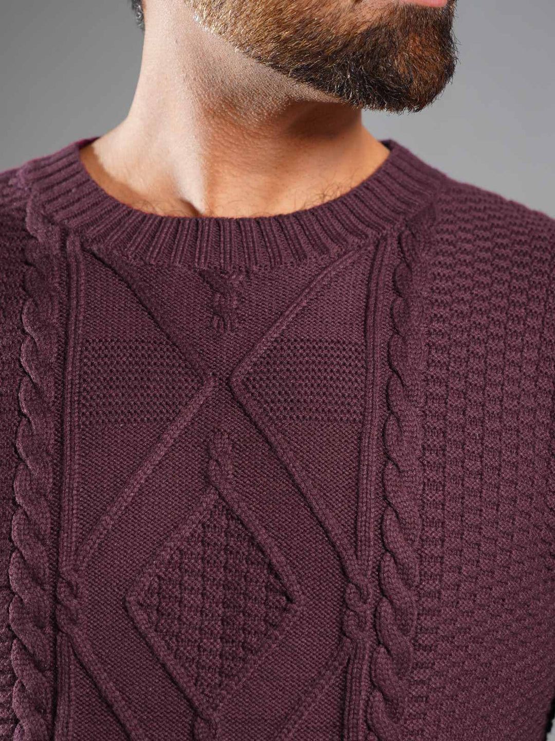 Maroon Cable Knit Sweater (CKS-005)