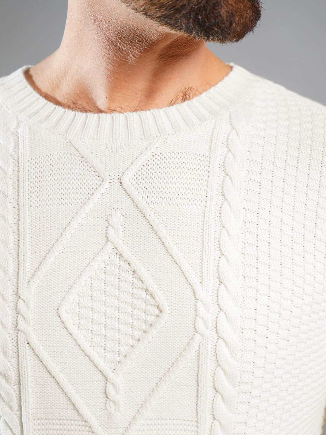 White Cable Knit Sweater (CKS-006)