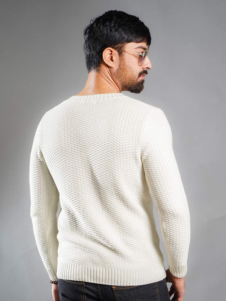 White Cable Knit Sweater (CKS-006)