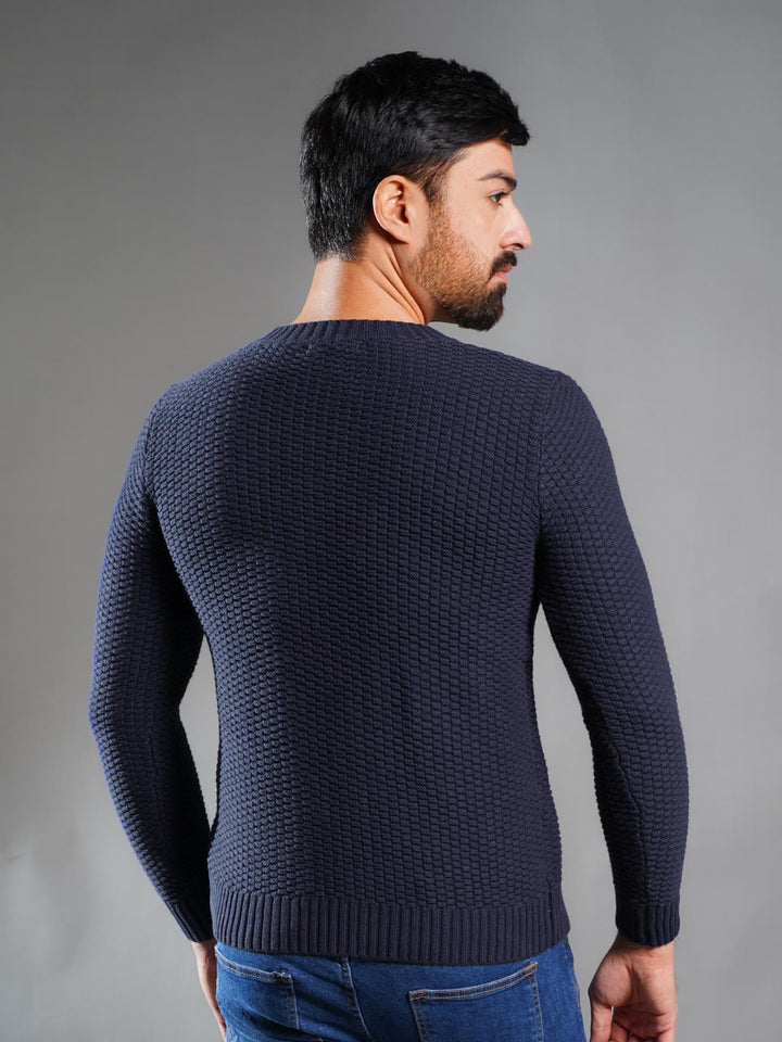 Navy Blue Cable Knit Sweater (CKS-007)