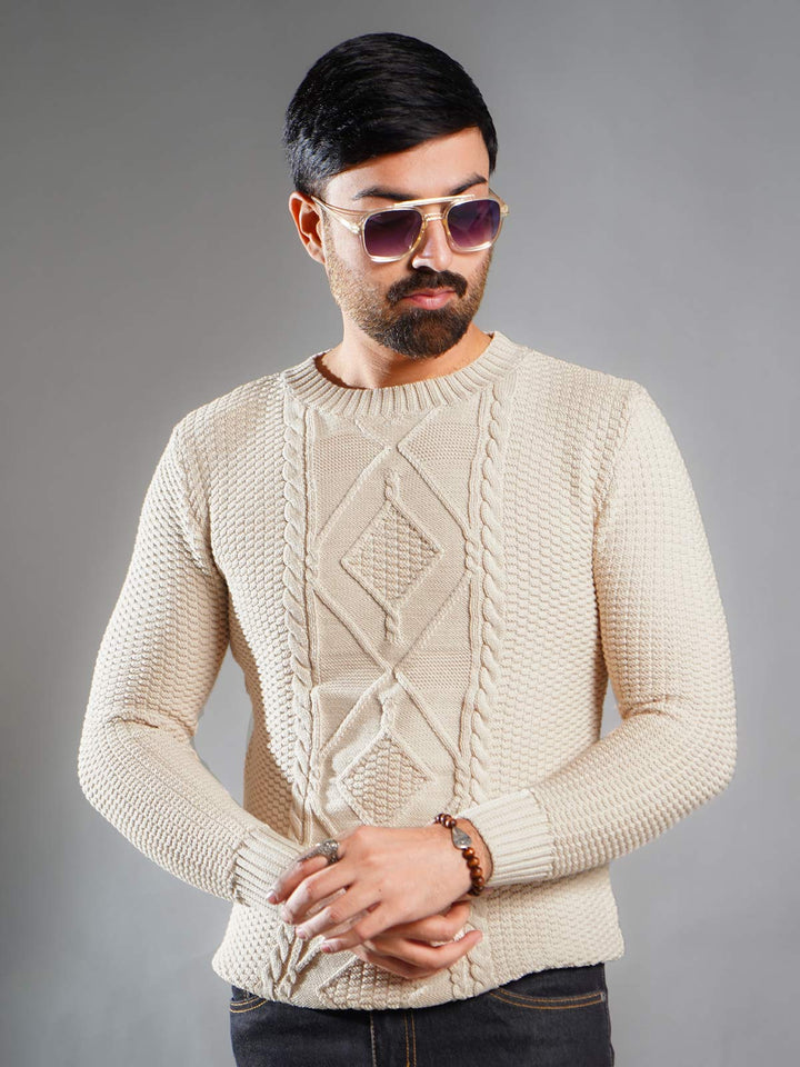 Light Brown Cable Knit Sweater (CKS-008)