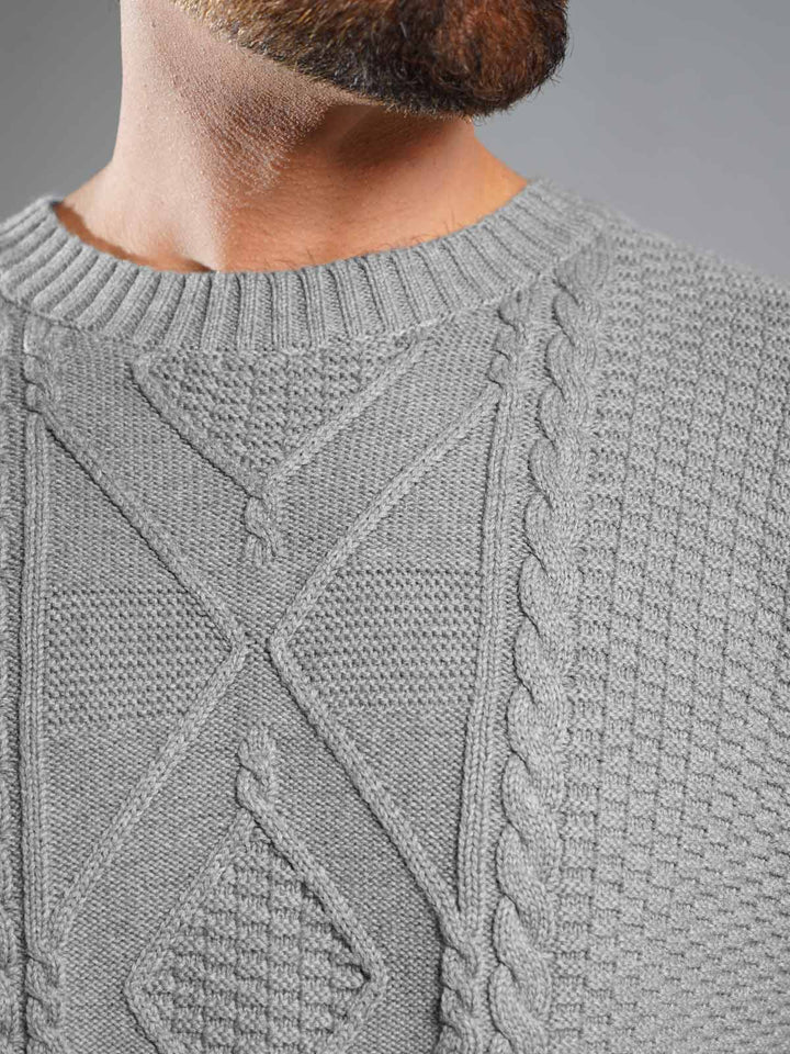 Grey Cable Knit Sweater (CKS-009)