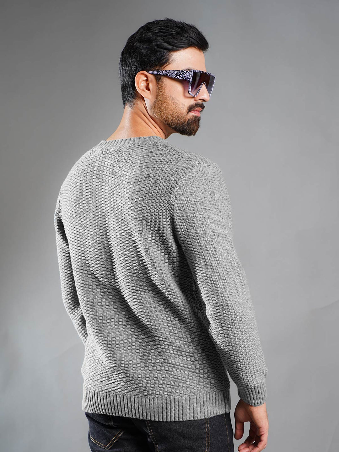 Grey Cable Knit Sweater (CKS-009)