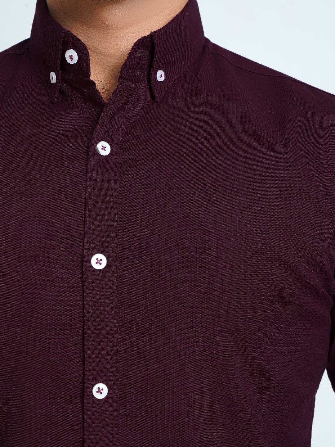 Maroon Plain Button Down Casual Shirt (CSB-130)