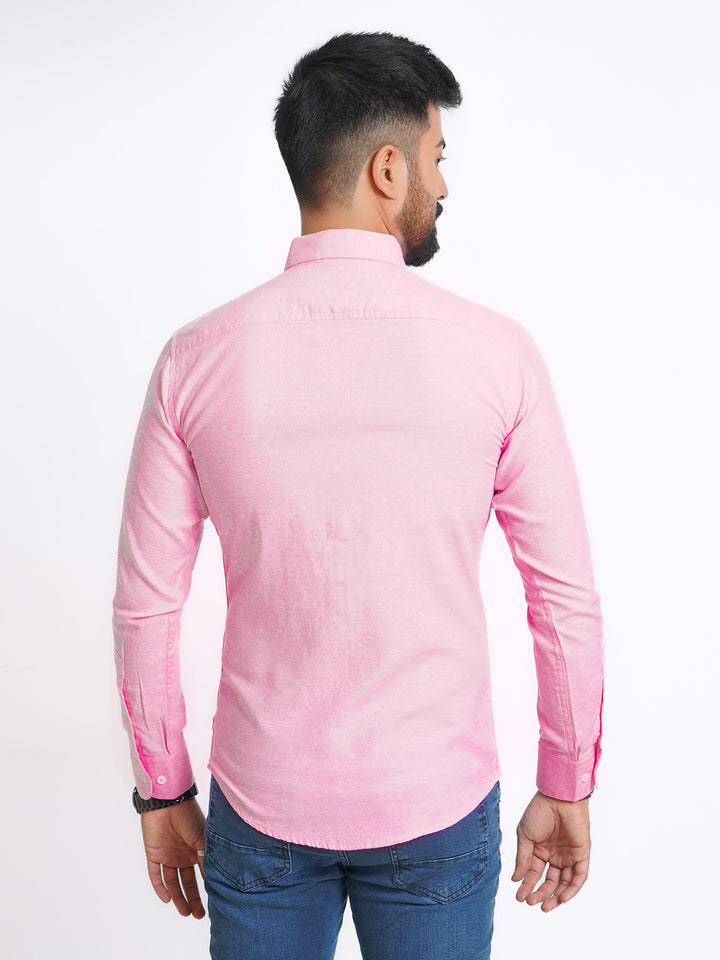 Pink Self Button Down Casual Shirt (CSB-131)