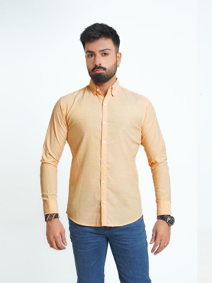 Light Orange Self Button Down Casual Shirt (CSB-132)