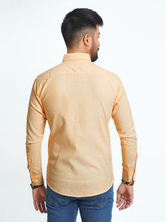 Light Orange Self Button Down Casual Shirt (CSB-132)