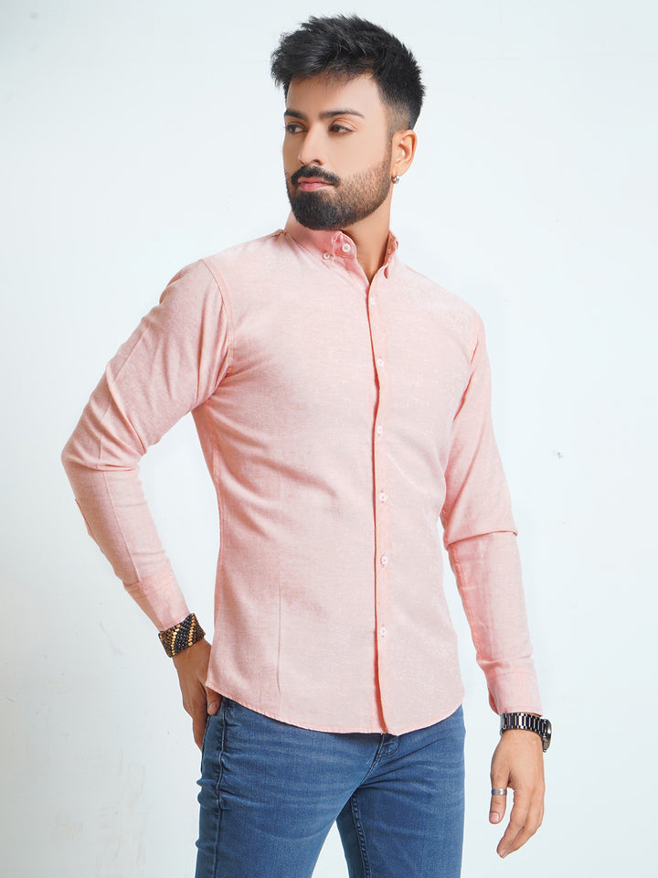 Peach Self Button Down Casual Shirt (CSB-133)