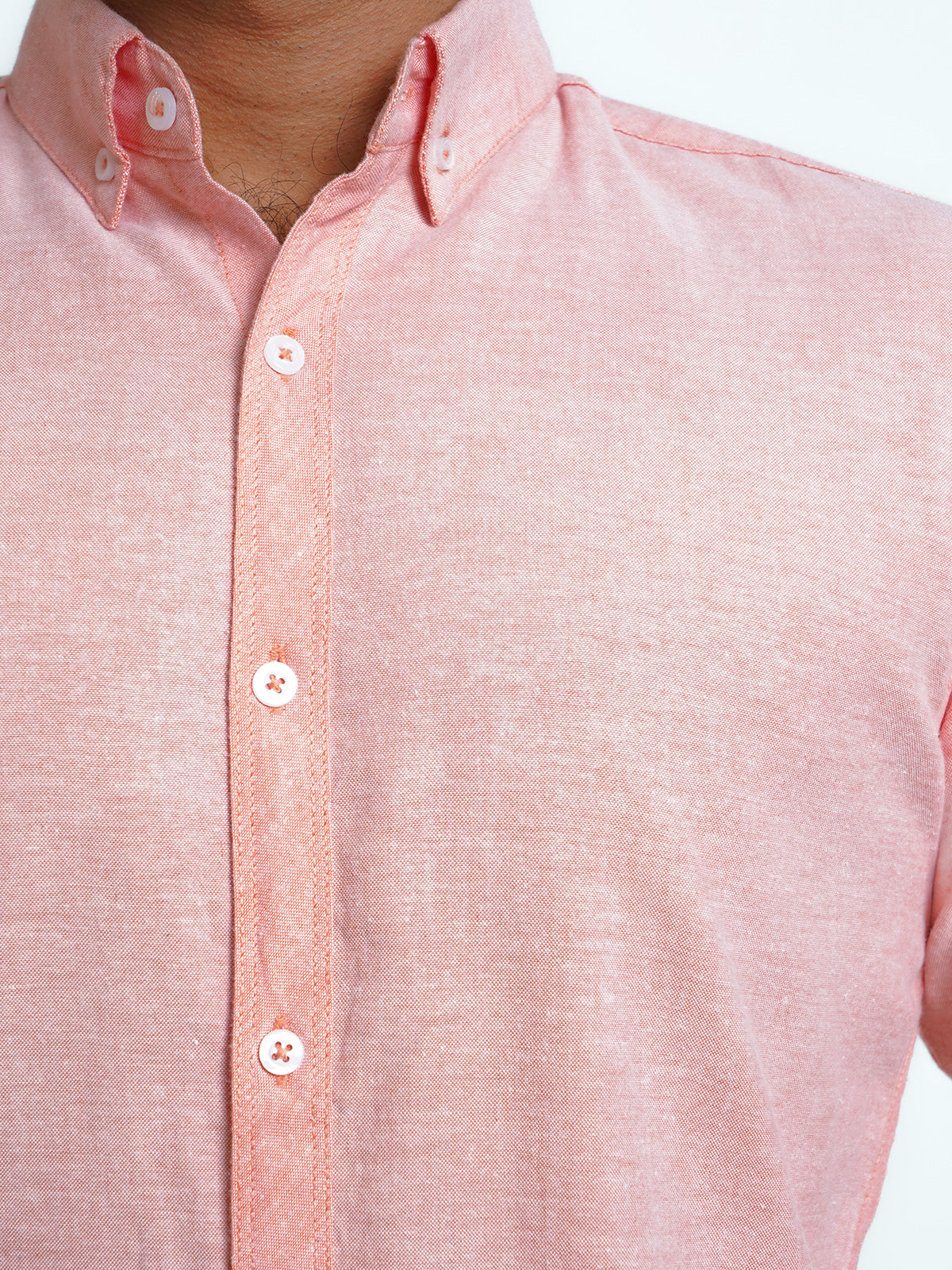 Peach Self Button Down Casual Shirt (CSB-133)